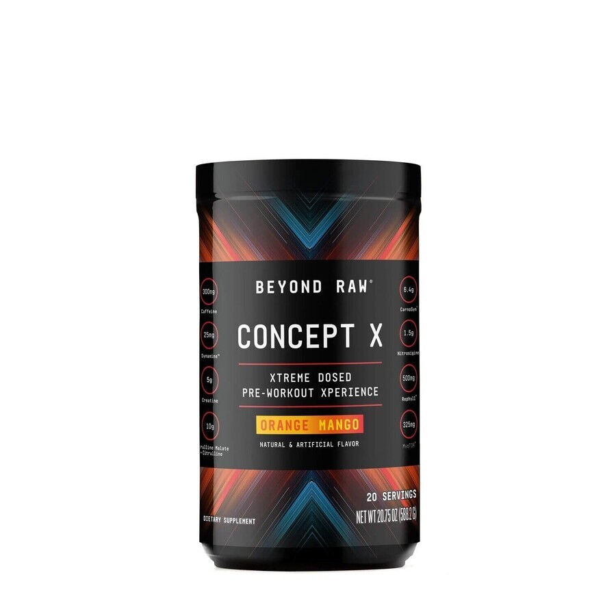 Beyond Raw Concept X Pre-Workout, Pre-Workout Formel mit Orangen- und Mangogeschmack, 588,2 g, GNC