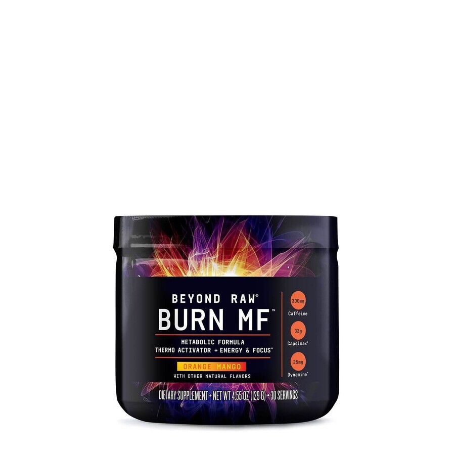 Beyond Raw Burn MF, Thermogener Fatburner mit Orangen- und Mangogeschmack, 129 g, GNC