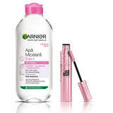 Pachet Apa micelara pentru ten sensibil Skin Naturals 400 ml Garnier + Mascara pentru volum si alungire Lash Sensational Sky High, Black 7.2 ml Maybelline, Garnier