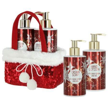 Set Sapun lichid 250 ml si Crema de maini 250 ml Red Glitters, Vivian Gray