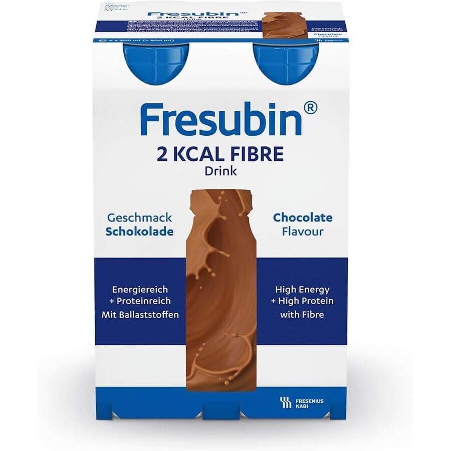 Fresubin 2 kcal chocolade vezeldrank, 4 x 200 ml, Fresenius Kabi