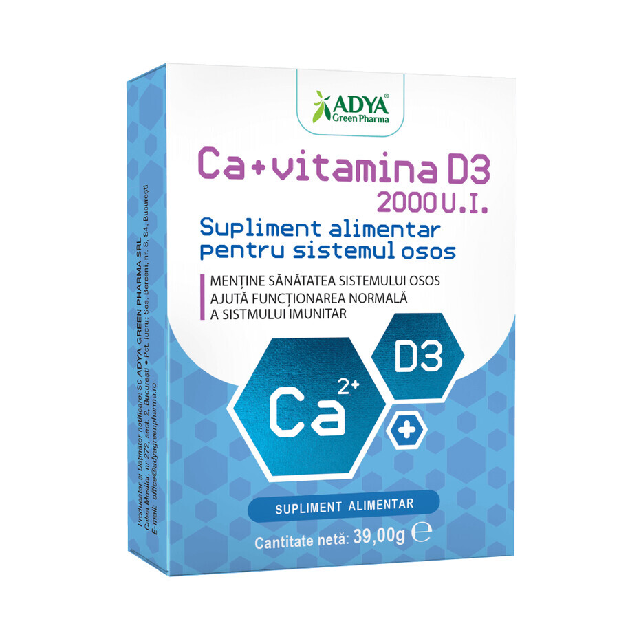 Calcium + Vitamin D3, 30 Tabletten, Adya Green Pharma