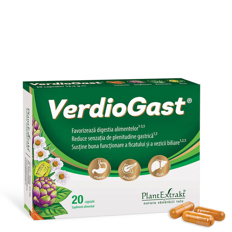 Nahrungsergänzungsmittel bei Sodbrennen VerdioGast, 20 Kapseln, PlantExtrakt