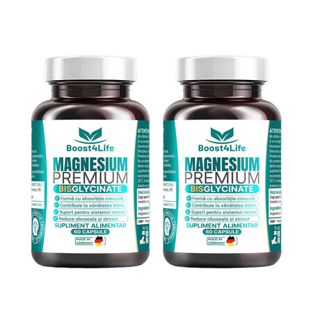 Magnesium Bisglycinat Premium Packung, 2x60 Kapseln, Boost4Life