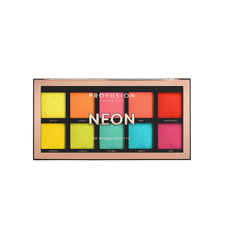 Neon, Paleta Farduri Vegane 10 Nuante, Profusion Cosmetics, 103 gr, Biocart