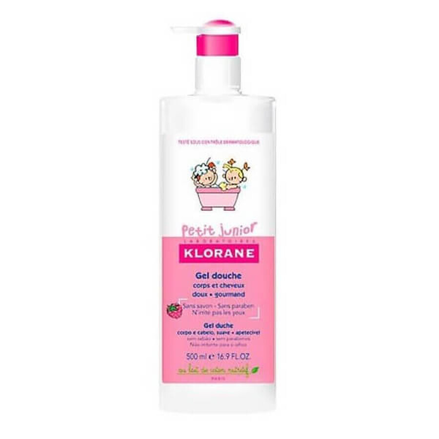 Gel de duș cu aromă de zmeură, 500 ml, Klorane Junior