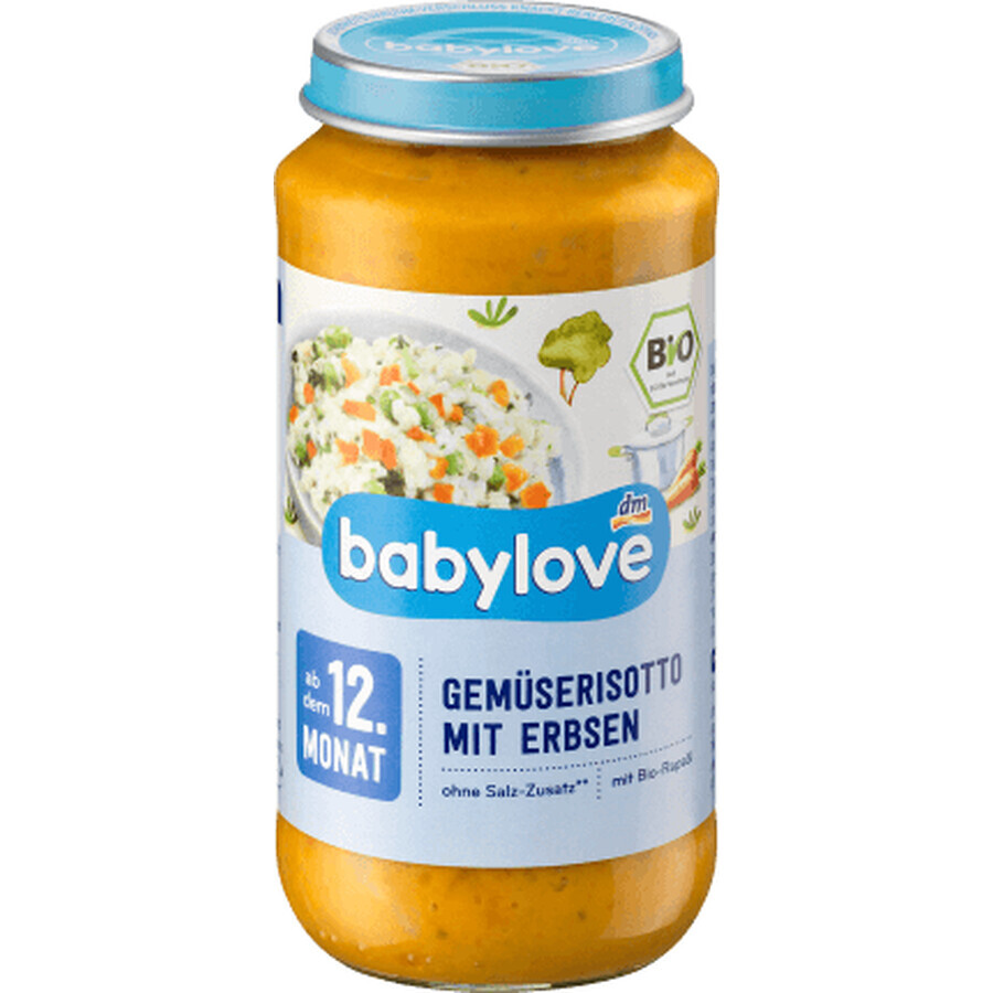 Babylove Meniu Risotto de legume cu mazăre de 12 luni, 250 g