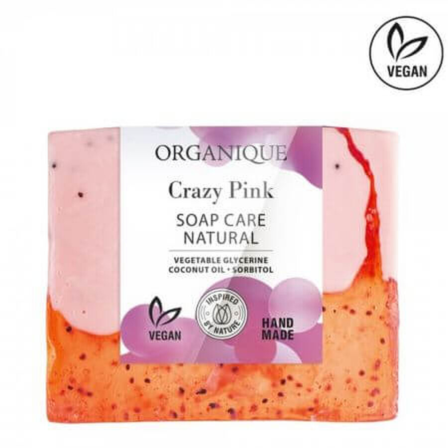 Pflegende Seife mit Aprikosen, tropischen Früchten und Alpenveilchen, Crazy Pink, 100 g, Organique