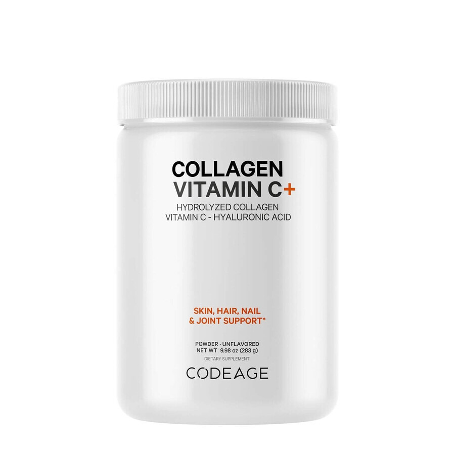 Codeage Collagen Vitamin C+, Colagen Hidrolizat cu Vitamina C si Acid Hialuronic, 283 g, GNC