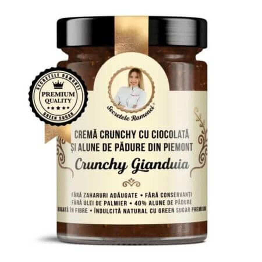 Crema crunchy gianduia cu ciocolata si alune de padure, 350 g, Secretele Ramonei