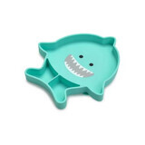 Compartmentalized plate with silicone suction cup, 6+ months, Shark, Melii