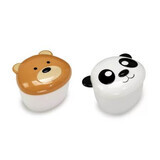 Set of 2 food containers, Panda and Bear, Honey