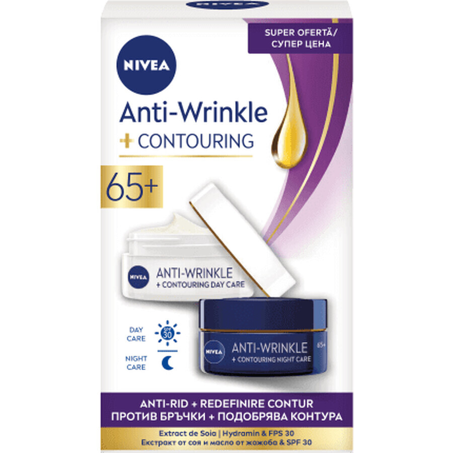 Nivea Set antirid cremă de zi + cremă de noapte 65+, 100 ml