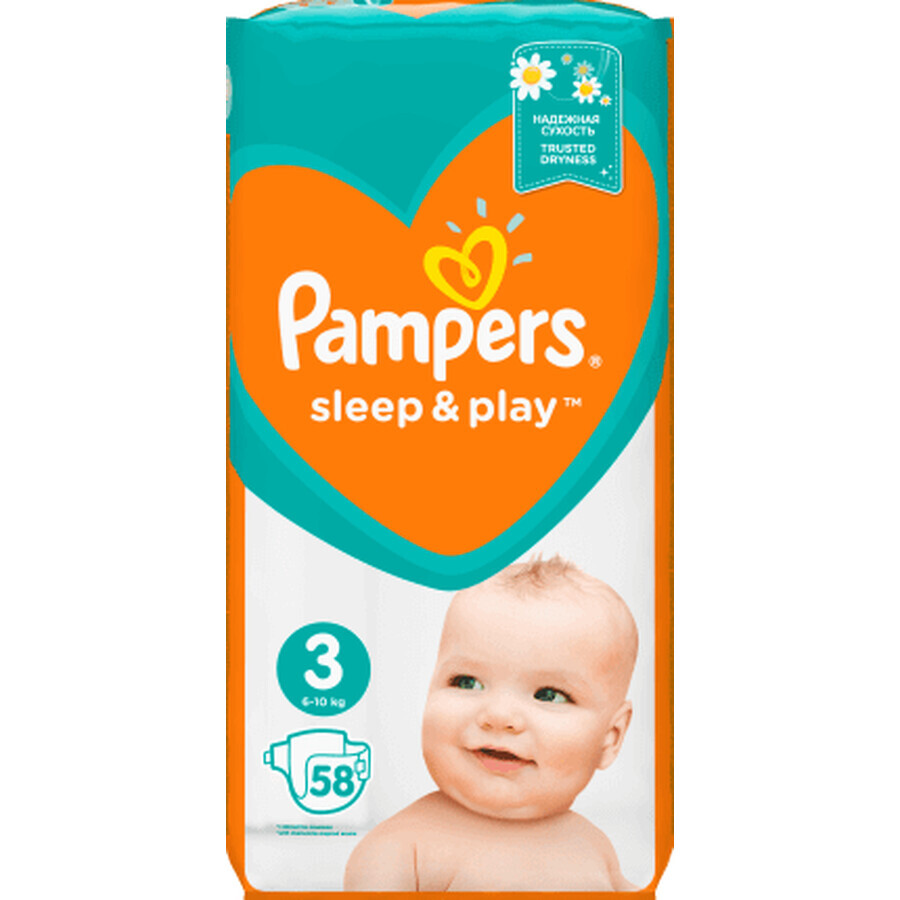 Pampers Sleep & Play Scutece pentru copii, numărul 3, 6-10kg, 58 buc