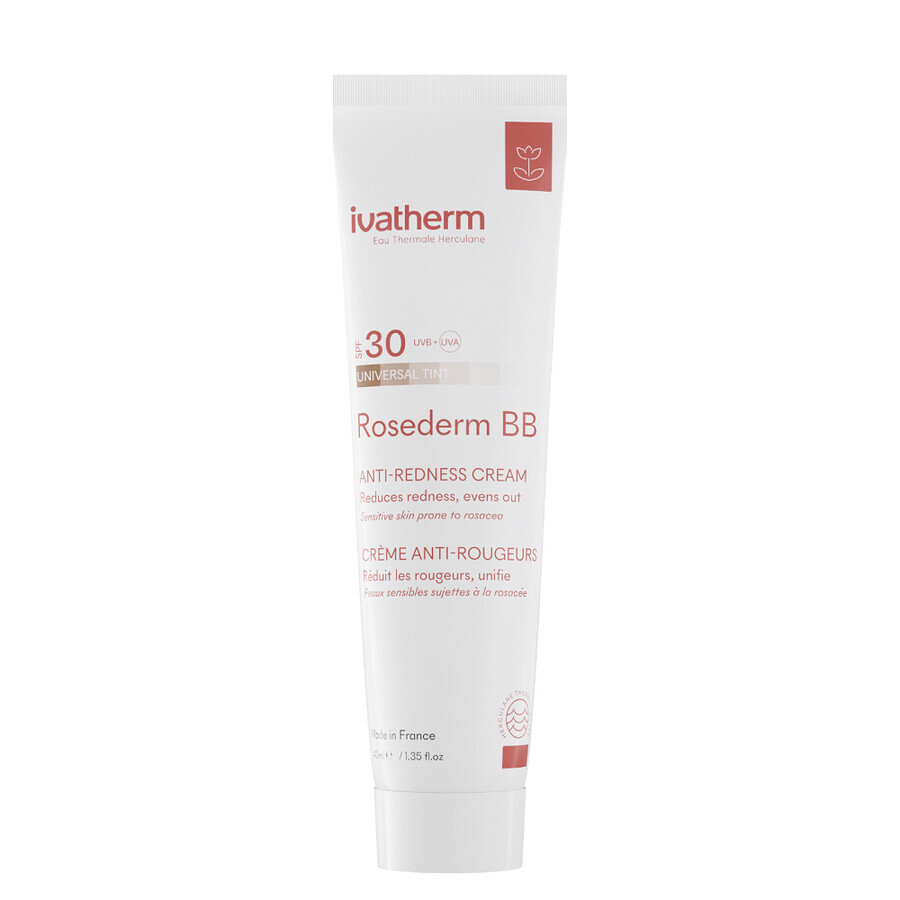 Crema de fata coloranta pentru piele cuperozica cu roseata Rosederm BB Cream SPF30, 30 ml, Ivatherm