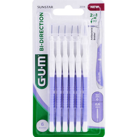 Bi-Direction Interdentalbürsten, 0,6 mm, 6 Stück, Sunstar Gum