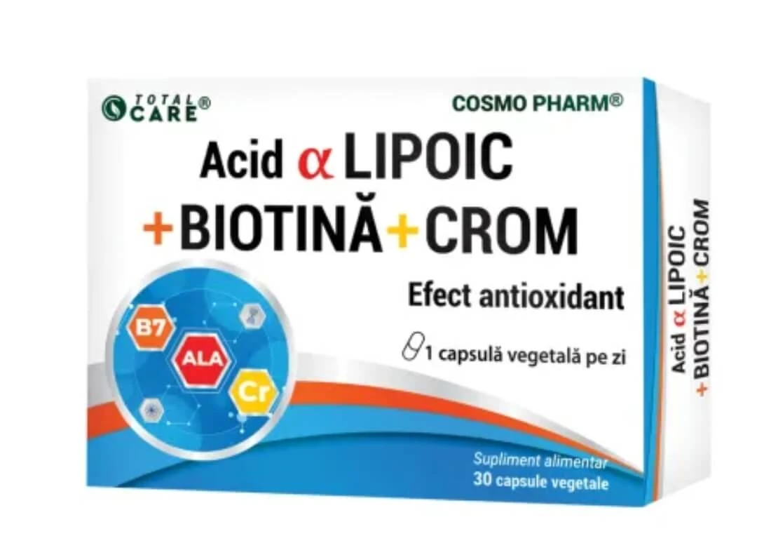 Alpha-Liponsäure mit Biotin und Chrom, 30 Kapseln, Cosmopharm
