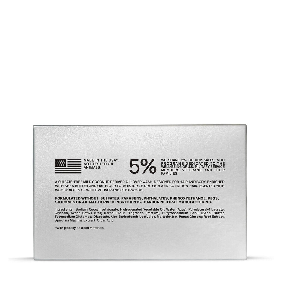 Bravo Sierra Hair and Body Solid Cleanser White Vetiver Cedar, Sapun pentru Fata, Corp si Par cu Miros de Vetiver Alb si Cedru, 198 g, GNC