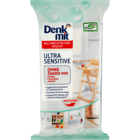 Denkmit Ultra Sensitive Feuchttücher, 50 Stück