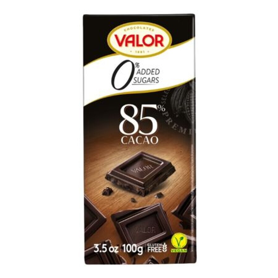 Zartbitterschokolade mit 85% Kakaoanteil, 100 g, Valor