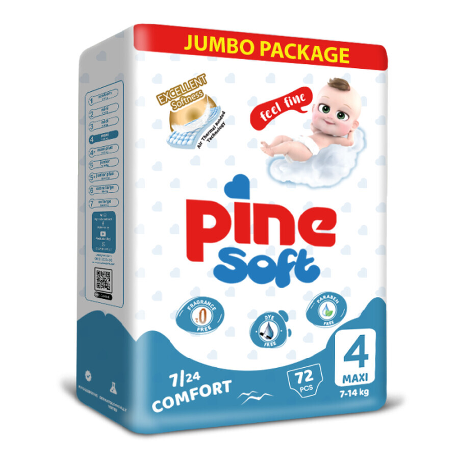 PINE Scutece maxi 7-14 kg marime 4 x 72 buc