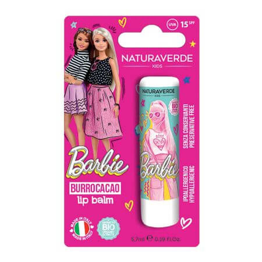 Lippenbalsam mit SPF15 und Erdbeergeschmack Barbie, Kinder, 5.7ml, Naturaverde