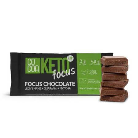 Bio-Schokolade mit Guarana und Matcha Focus, Keto, 40 g, Kakao