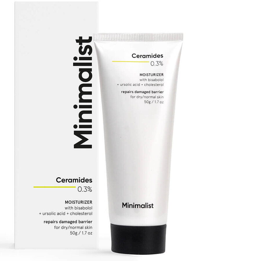 Moisturizing cream with 0.3% ceramides and bisabolol, 50 g, Minimalist