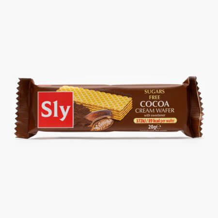 Zuckerfreie Kakao-Sahne-Waffeln, 20 g, Sly Nutrition