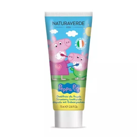 Peppa Pig Zahnpasta mit Erdbeergeschmack, Kinder, 75 ml, Naturaverde