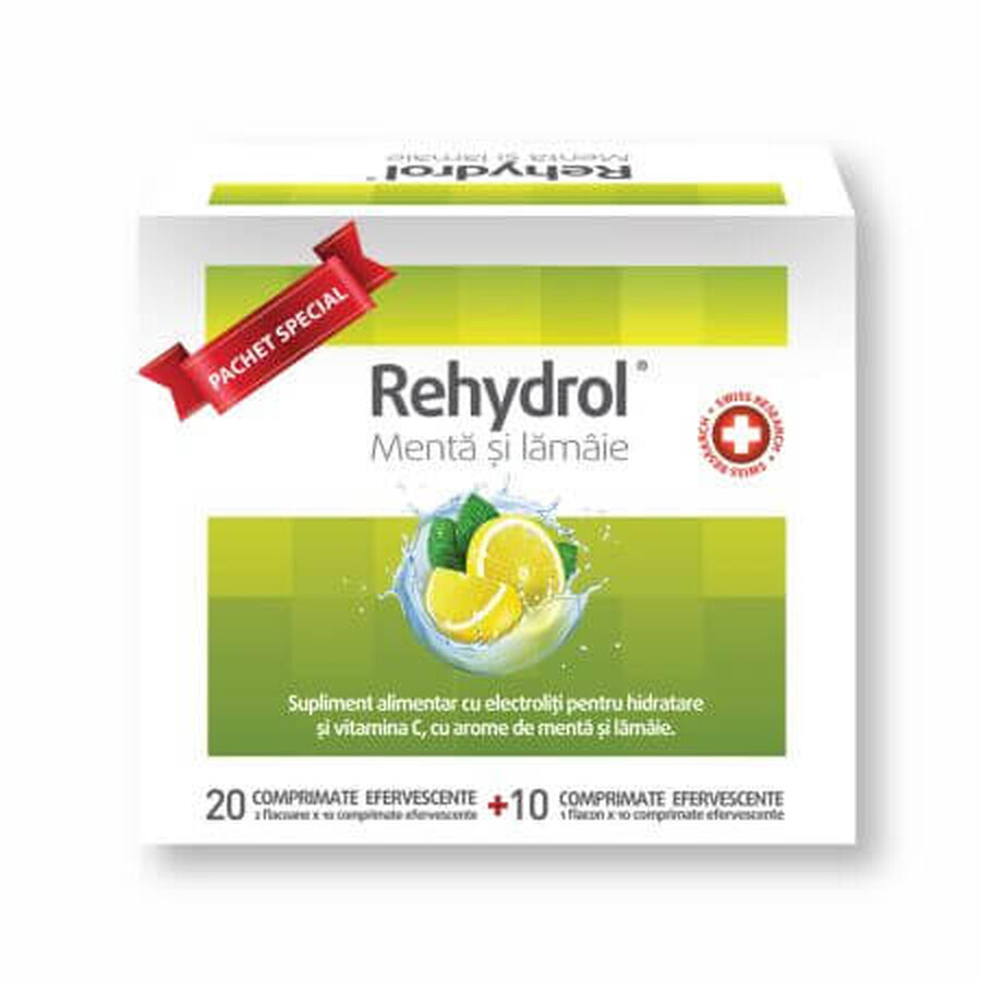 Rehydrol mit Minz- und Zitronengeschmack, 20+10 Brausetabletten, MBA Pharma