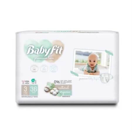 Bio Midi Windeln, Nr. 3, 4-9 kg, 36 Stück, Babyfit