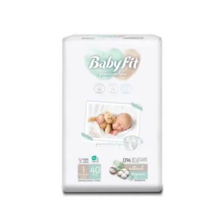 Pañales Bio para recién nacidos, nº 1, 0-3 kg, 40 unidades, Babyfit