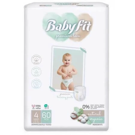 Scutece Bio tip chilot Jumbo Maxi, Nr. 4, 7-18 kg, 60 bucati, Babyfit