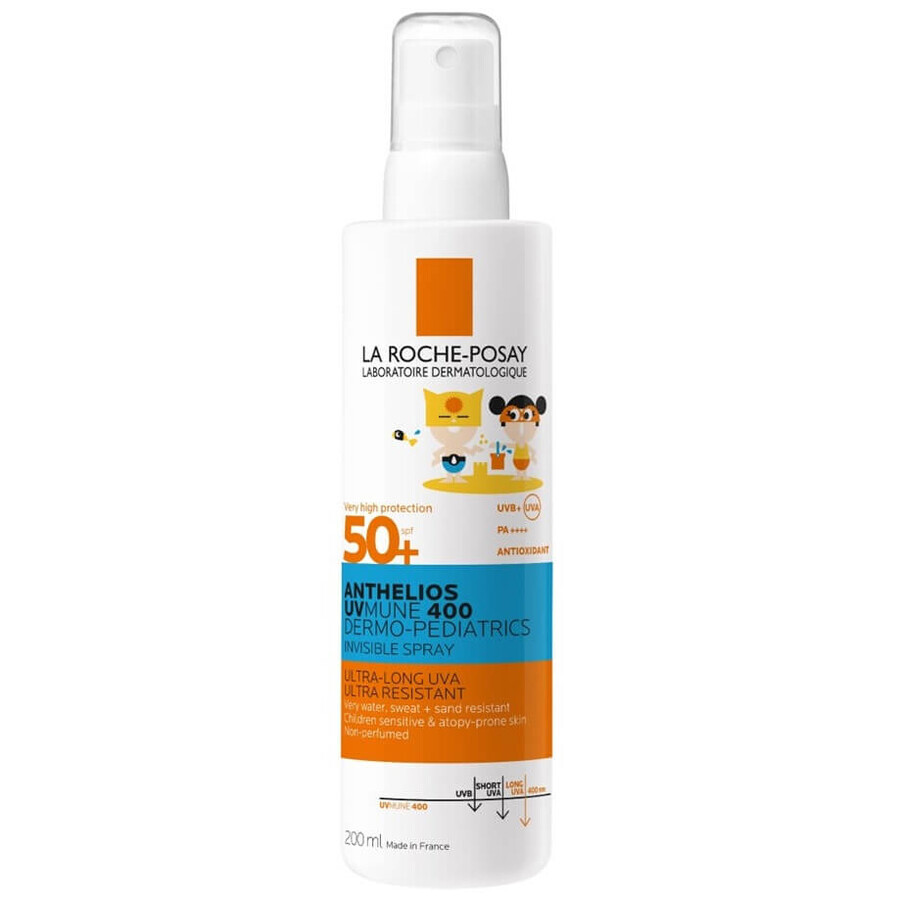 Anthelios Dermo-Pediatrics Spray solare invisibile SPF50+ per viso e corpo dei bambini, 200 ml, La Roche-Posay