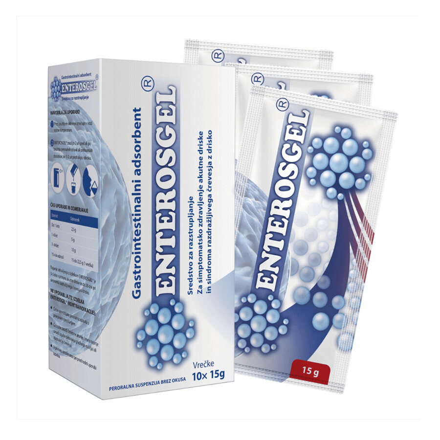 Enterosgel absorbente gastrointestinal, 10 sobres x 15 g, Bioline