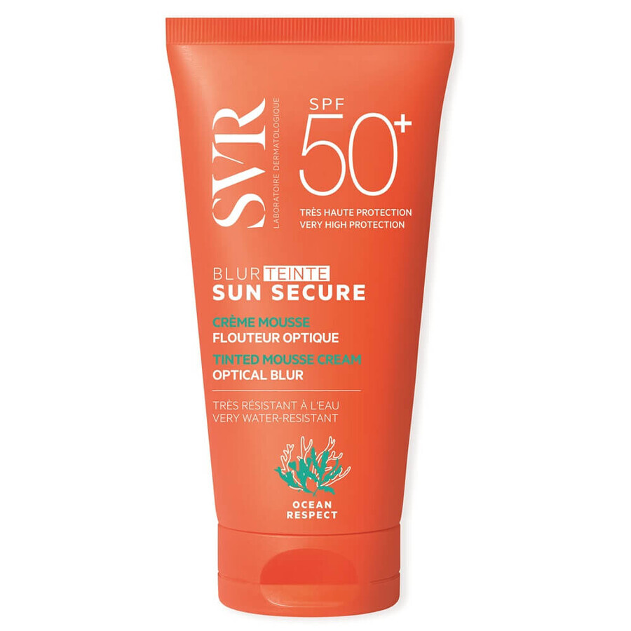 Sonnenschutz Schäumende Creme mit SPF 50+ Farbton Beige Rose Sun Secure Blur Hale, 50 ml, Svr