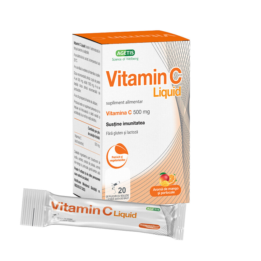 Vitamin C flüssig, 500mg, 20 Beutel, Agetis