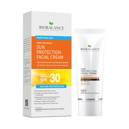 Sonnenschutzcreme SPF30+ für das Gesicht, sehr hoher Schutz UVA &amp; UVB, Bio Balance, 75 ml