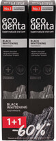 Packung 1+1-60% Whitening Zahnpasta Extra Schwarz mit Holzkohle und Teavigo, Ecodenta, 2x75 ml