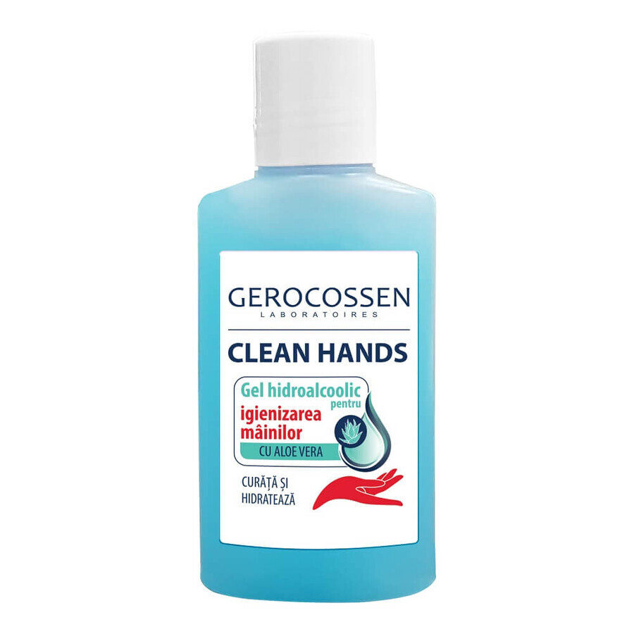 Gel hidroalcoolic pentru igienizarea mainlor cu Aloe Vera Clean Hands, 100 ml, Gerocossen