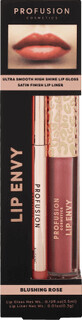 Lip Envy Blushing Rose Lip Envy Set, ultra glatter und gl&#228;nzender Lipgloss &amp;amp; Lippenstift mit satiniertem Finish, Profusion Cosmetics, 3,5 ml + 0,3 g