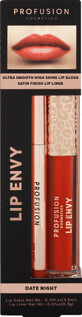 Lip Envy Date Night Lip Envy Set, ultra glatter und gl&#228;nzender Lipgloss &amp;amp; Lippenstift mit satiniertem Finish, Profusion Cosmetics, 3,5 ml + 0,3 g