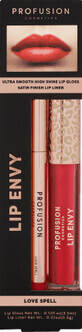 Lip Envy Love Spell Lip Envy Set, ultra glatter und gl&#228;nzender Lipgloss &amp;amp; Lippenstift mit satiniertem Finish, Profusion Cosmetics, 3,5 ml + 0,3 g