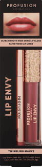 Lip Envy Twinkling Mauve Lip Envy Set, ultra glatter und gl&#228;nzender Lipgloss &amp;amp; satinierter Lippenstift, Profusion Cosmetics, 3,5 ml + 0,3 g