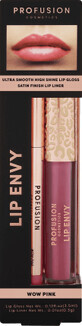 Lip Envy Wow Pink Lip Envy Set, ultra glatter und gl&#228;nzender Lipgloss &amp;amp; Lippenstift mit satiniertem Finish, Profusion Cosmetics, 3,5 ml + 0,3 g