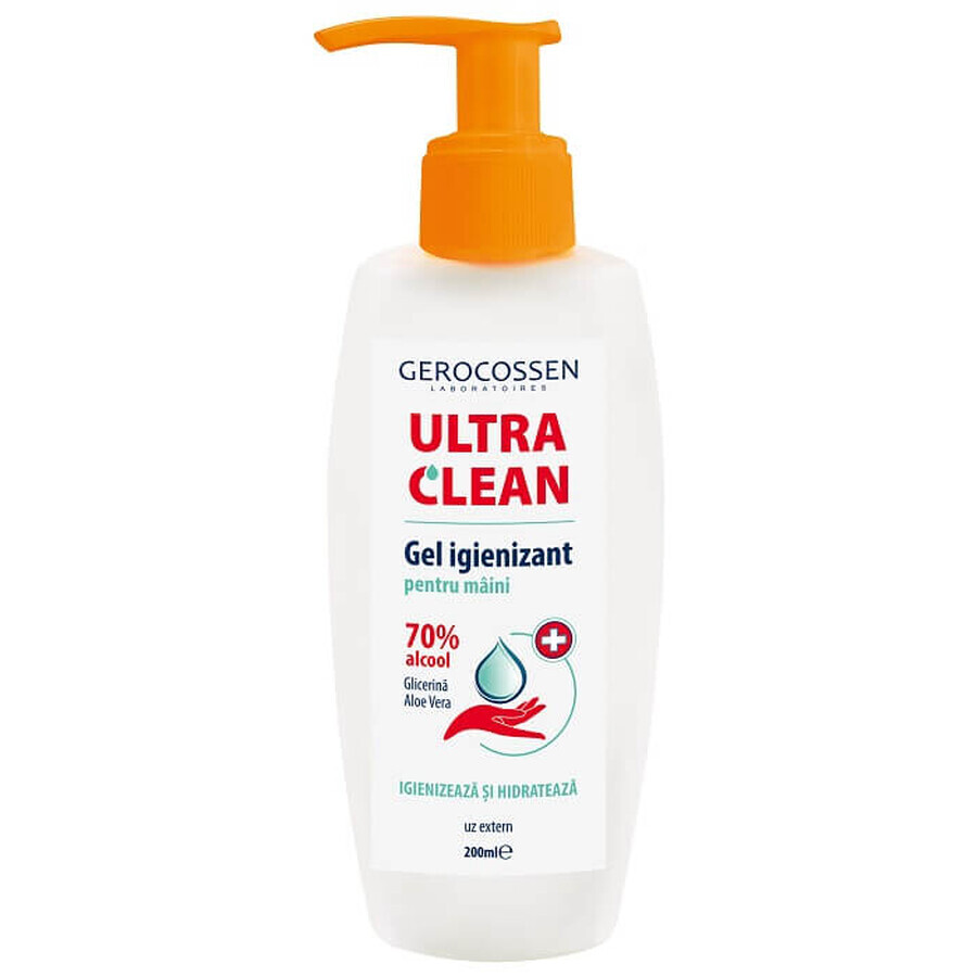 Gel pentru igienizarea mainilor cu 70% alcool Ultra Clean, 200 ml, Gerocossen