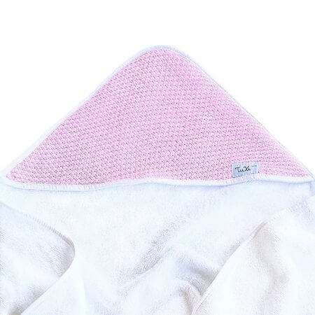 First Hugs baby handdoek met kap, 80x80 cm, Moss Rosa, Tuxi Merken