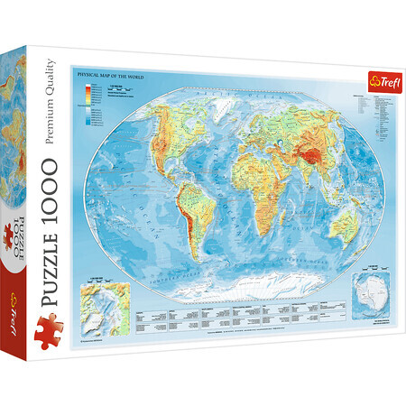 Puzzle Physikalische Karte der Welt, 1000 Teile, Trefl