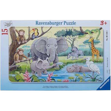 Frame Puzzle Tiere von Afrika, +3 Jahre, 15 Teile, Ravensburger